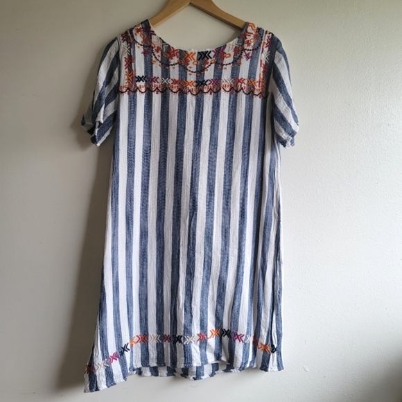 THML, Wide Stripe Dress, Blue and White, Size Large - Picture 4 of 9